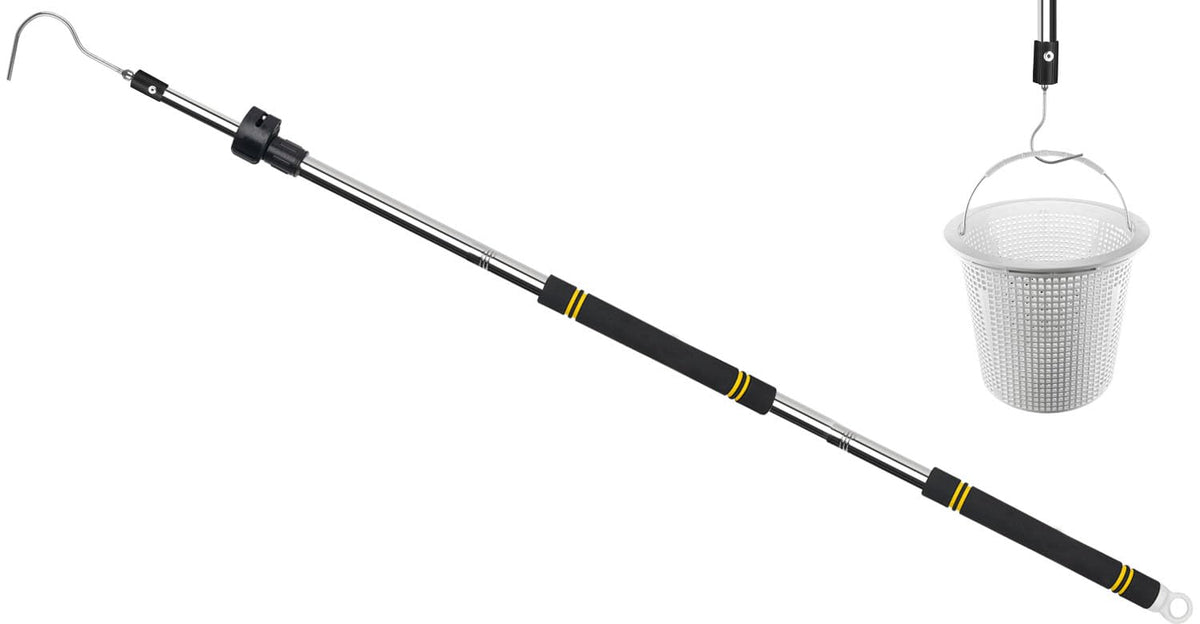 Greeily pool retrieval hook extended pole reaching 79 inches for deep end access