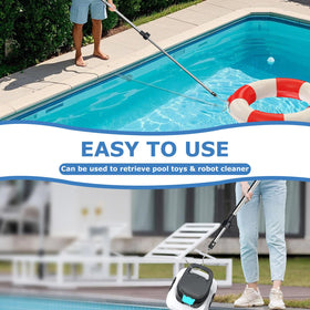Greeily hook lifts skimmer baskets and robots from water