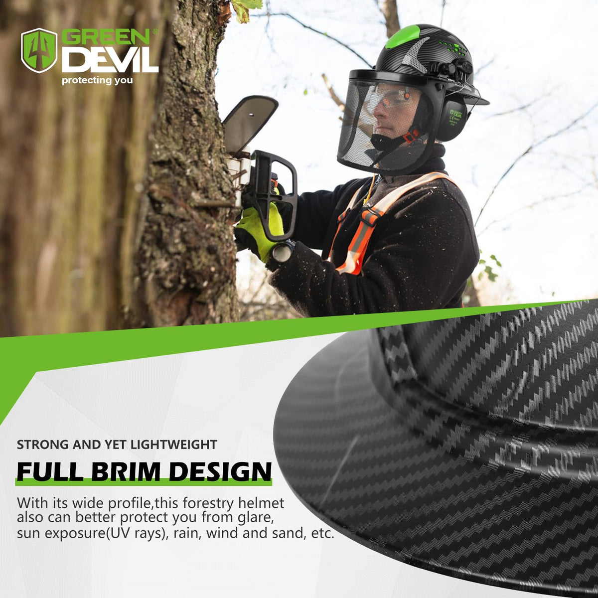 GREEN DEVIL arborist safety helmet ideal for forestry tasks