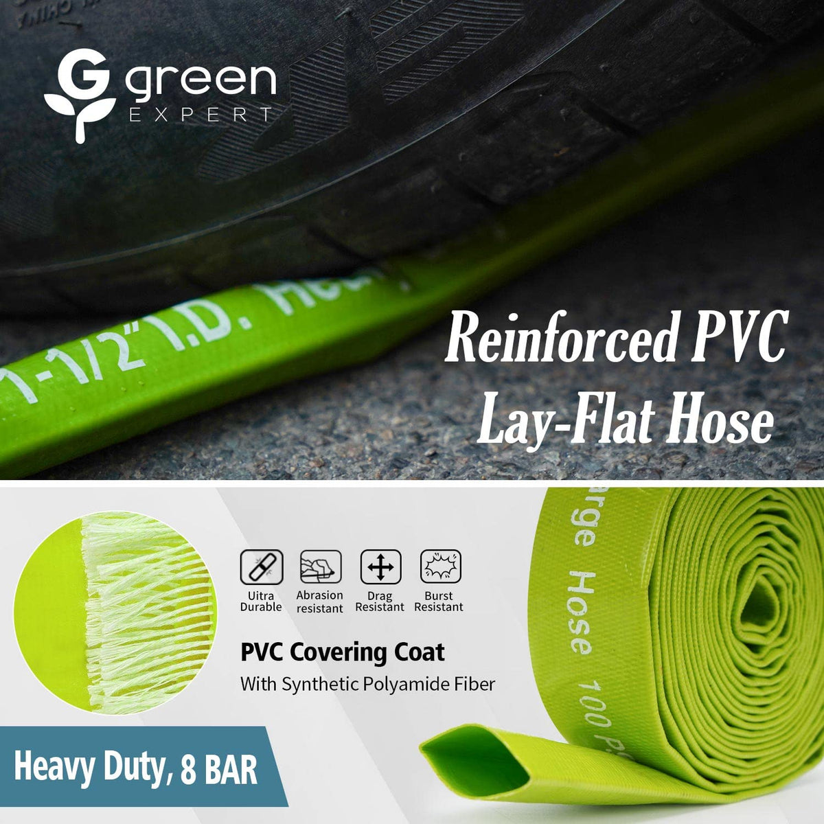 G green EXPERT heavy-duty lay-flat design withstands outdoor weather.