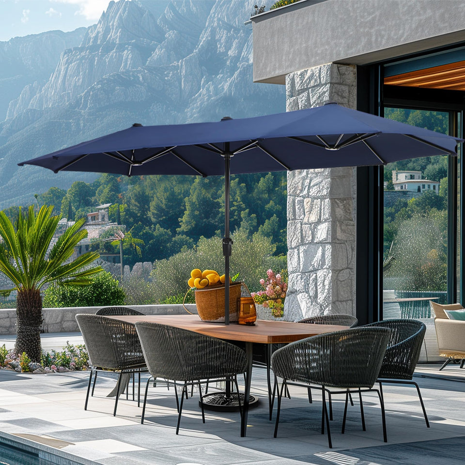 GREEN PARTY 13ft rectangle umbrella with crank for easy setup in outdoor spaces