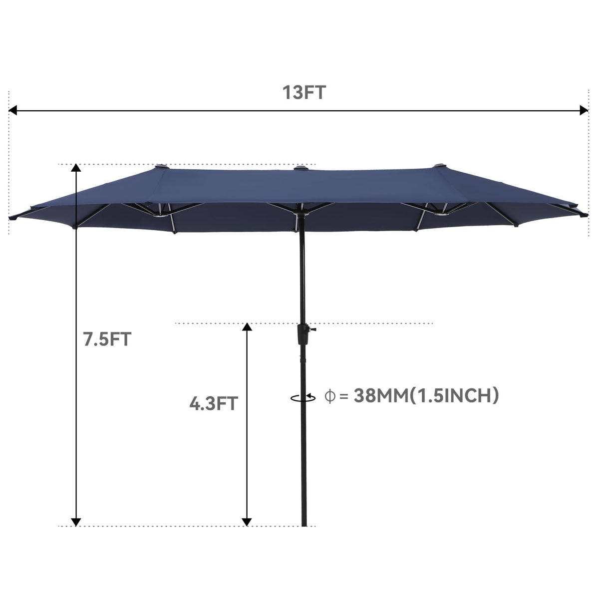 GREEN PARTY navy blue fabric provides UV resistance and fade protection