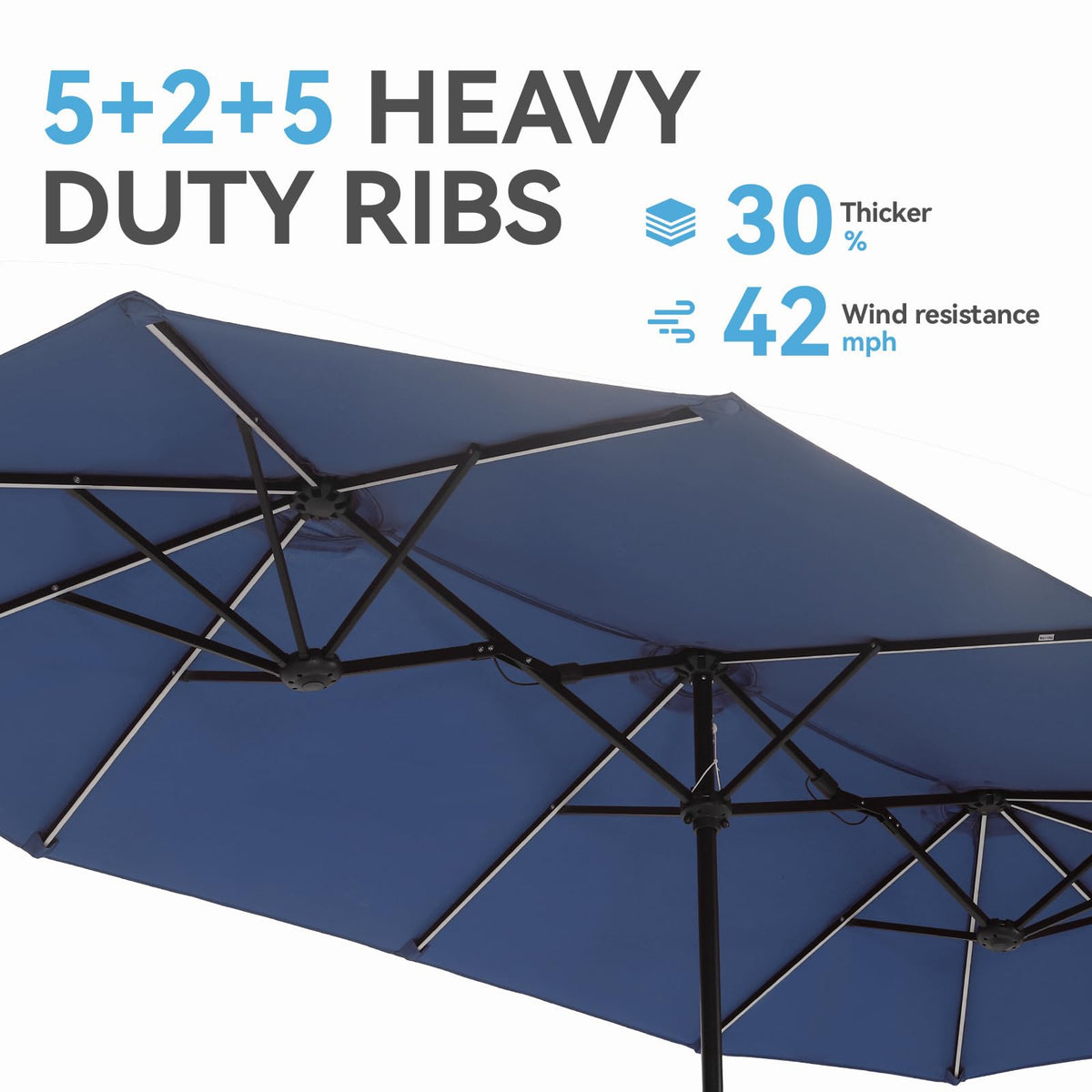 Easy crank mechanism on GREEN PARTY umbrella for quick opening and closing