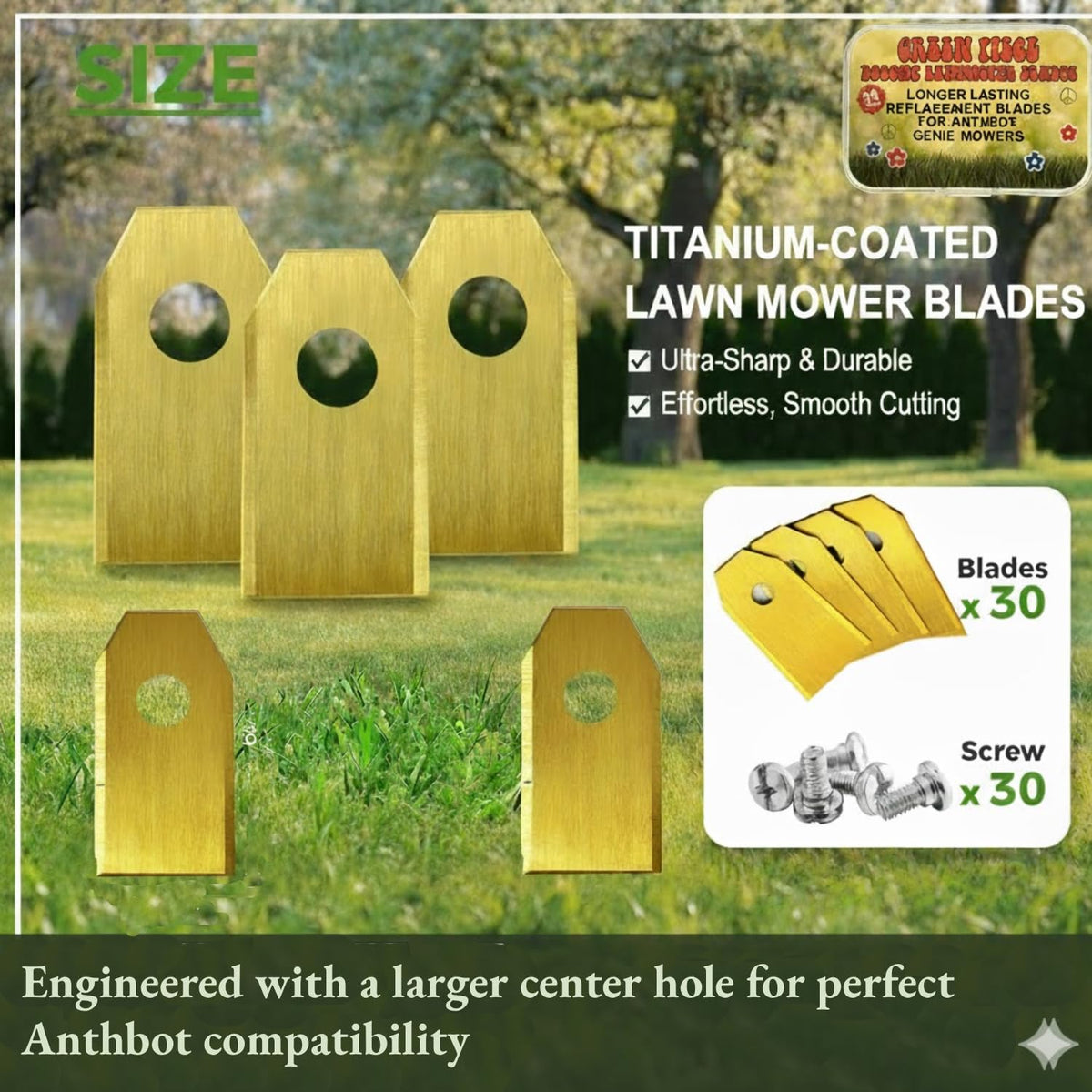 Green Piece all-weather blades perform in rain or sun.