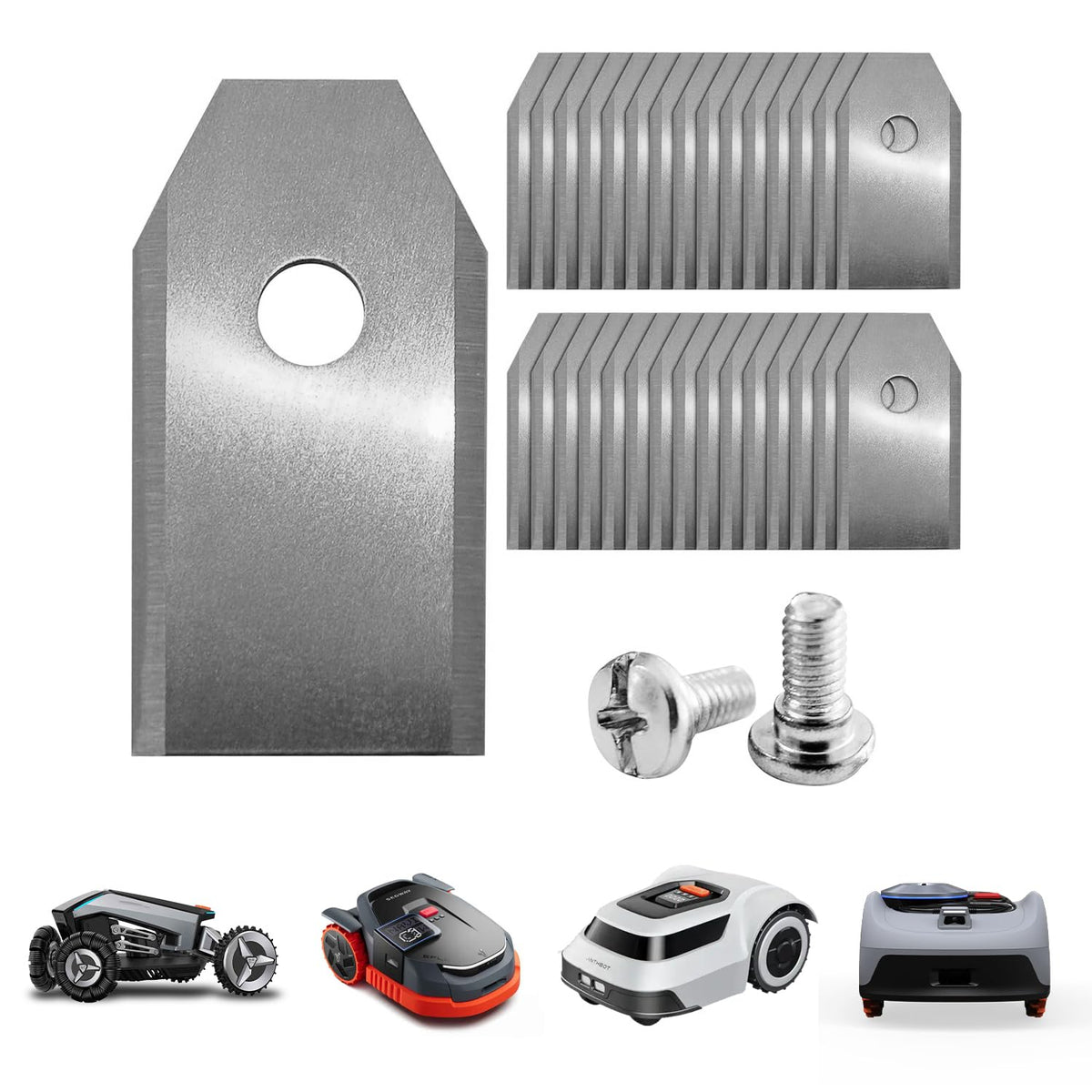 Green Piece robotic mower blades extralong for reach and precise cuts.