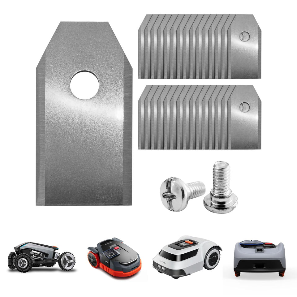 Green Piece robotic mower blades extralong for reach and precise cuts.