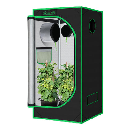 Green Hut 3x3 grow tent front view with sturdy frame for stable setup.