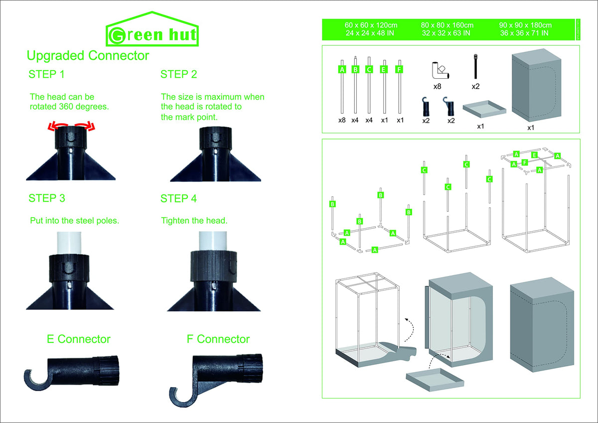 Green Hut 3x3 grow tent compact design for neat indoor growing.