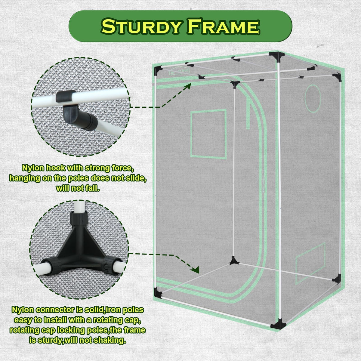 Green Hut 3x3 grow tent easy assembly with finished manual.