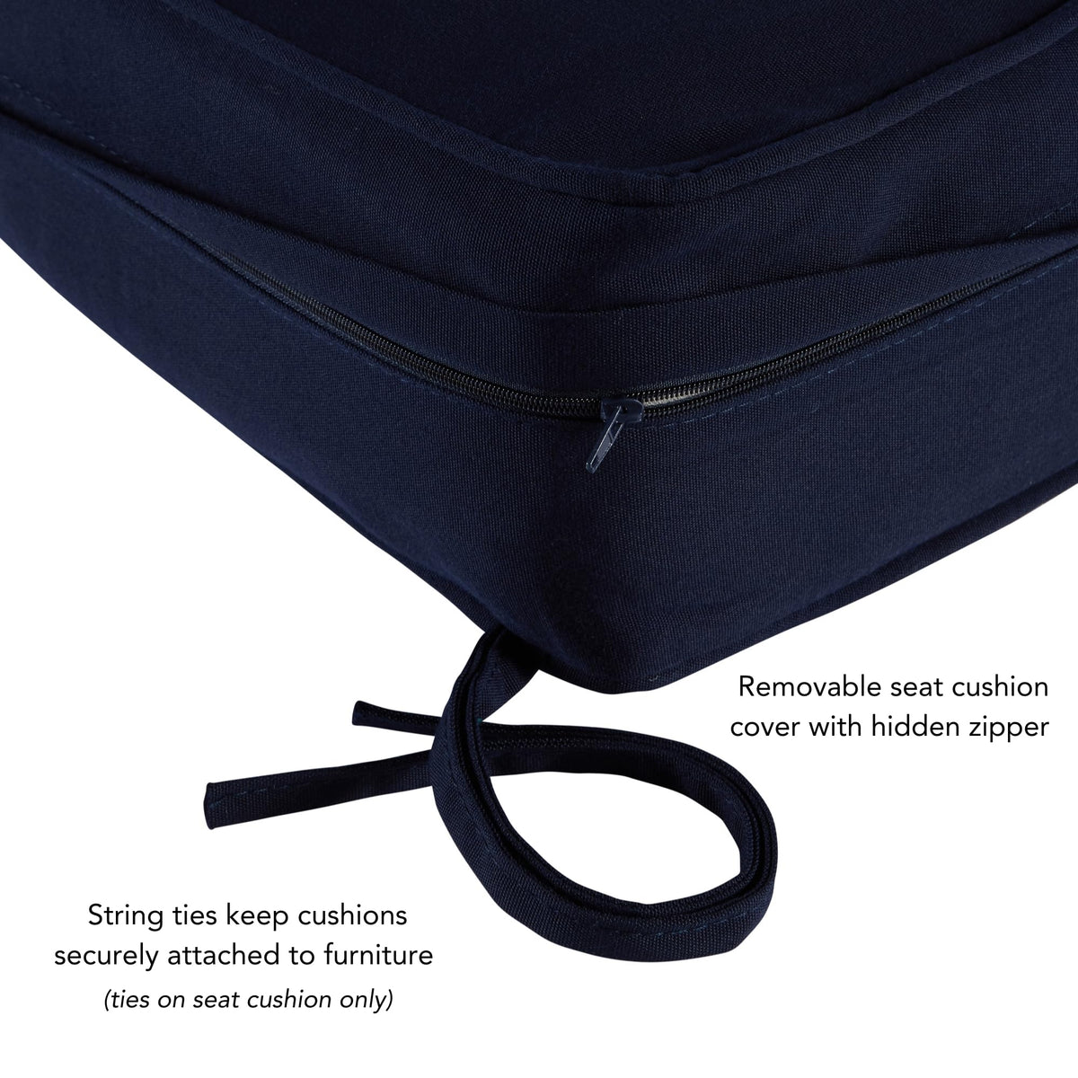 Dacron-wrapped foam seat detail from Greendale cushions, firm support.