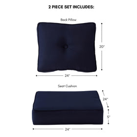 Greendale 2-piece cushion set in canvas navy, ideal for replacing deep-seat chairs.