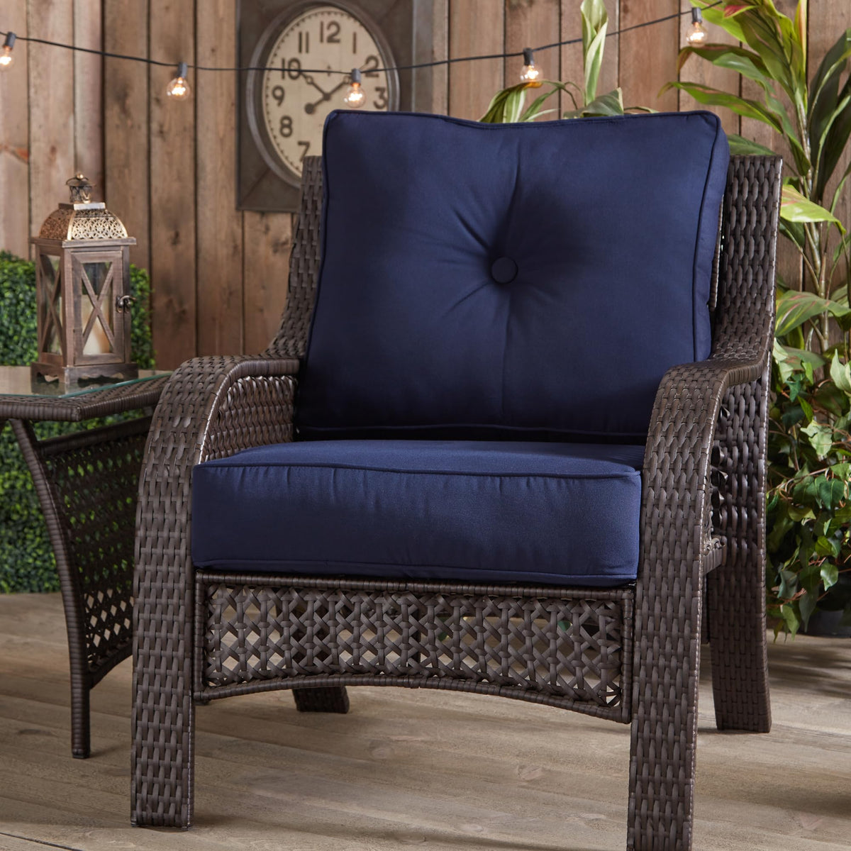 Greendale Sunbrella deep-seat cushion back in canvas navy, plush yet supportive.