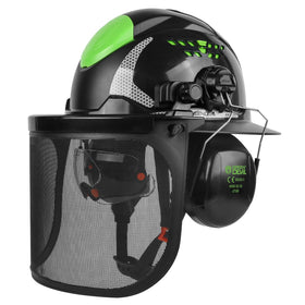 GREEN DEVIL forest helmet with full brim protects head from sun and debris