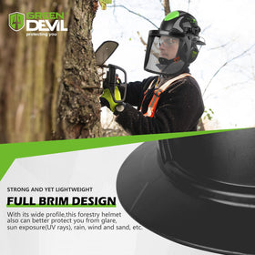 GREEN DEVIL forestry helmet provides complete head face eye ear protection on site