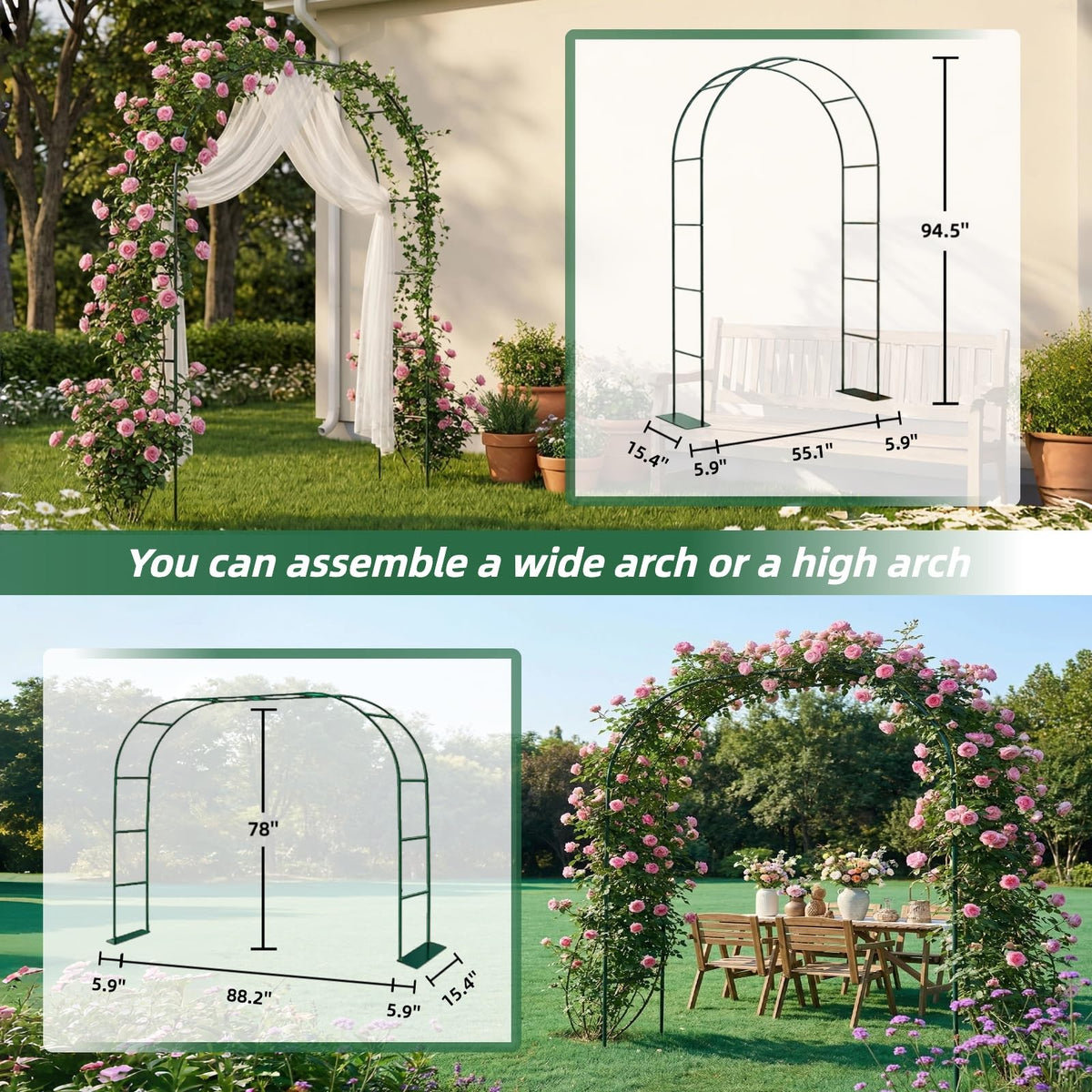 GreenGiggle 16mm tubing arch ideal for climbing plants and vines
