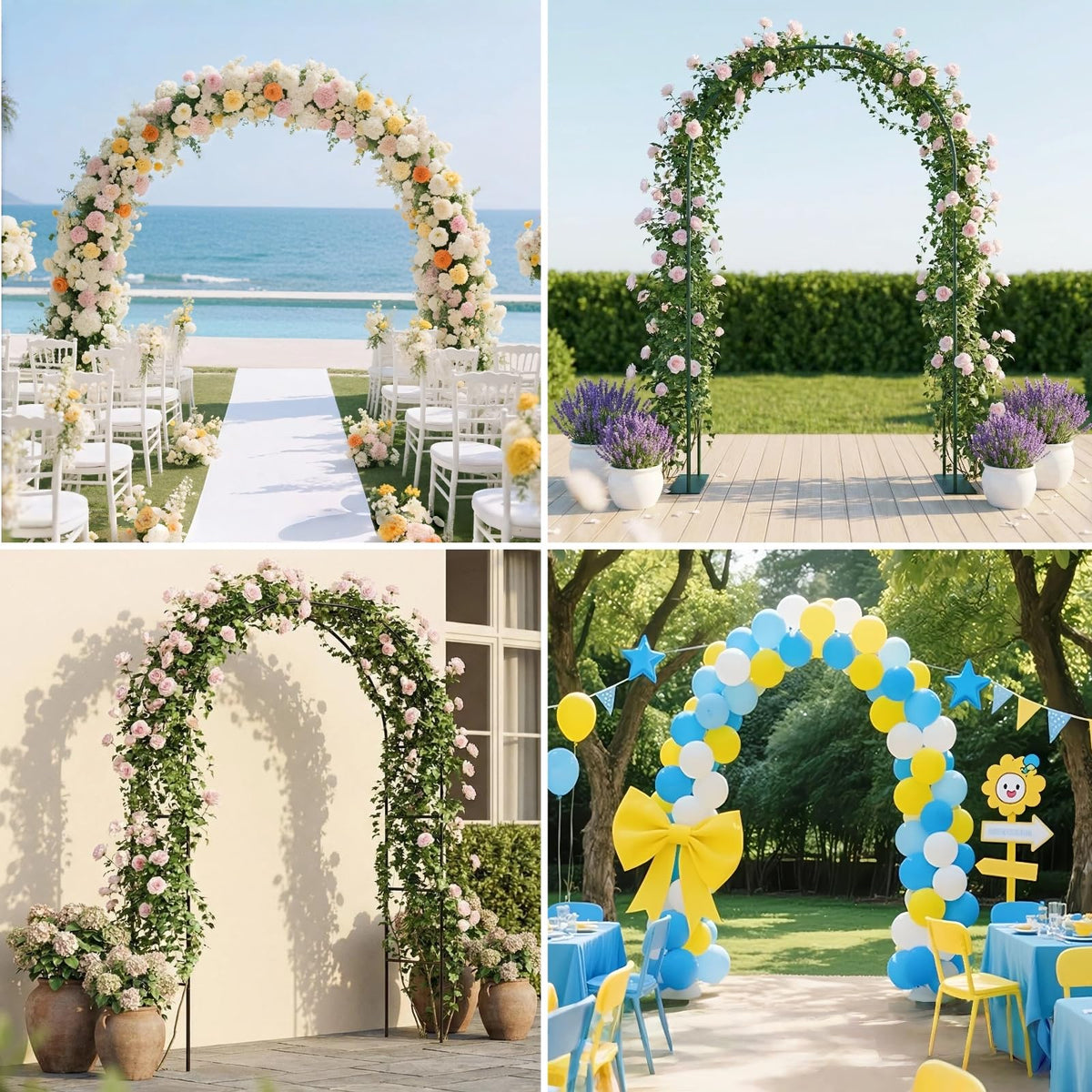 GreenGiggle arch decorated with lights or ribbons for celebrations