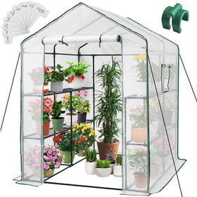 Greengro walk-in greenhouse exterior shows a sturdy frame for year-round gardening.