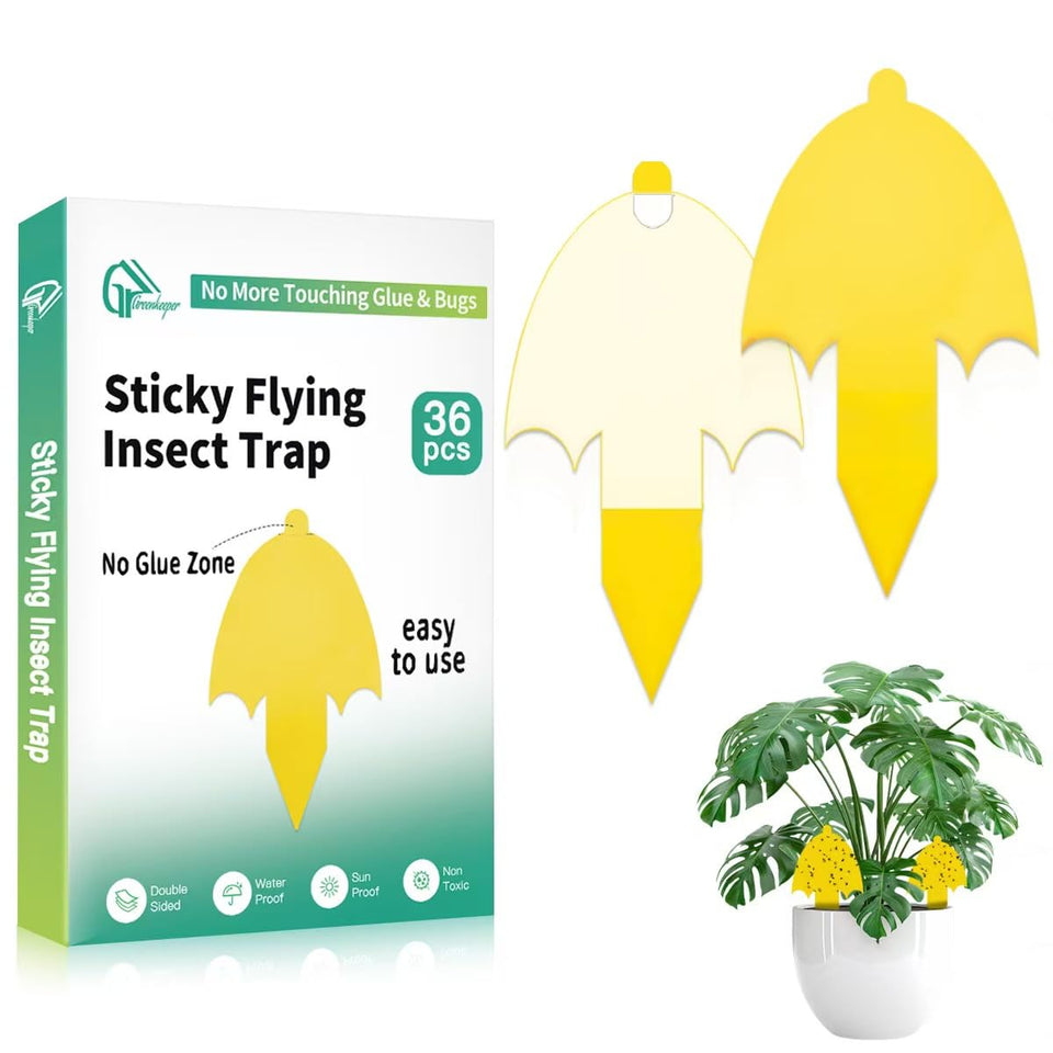 Greenkeeper Ver. 2.0 yellow gnat traps ready for quick setup and decorative pest control.