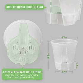 GREENPARA 5-Inch self-watering pot drainage-holes promote airflow and prevent root rot.
