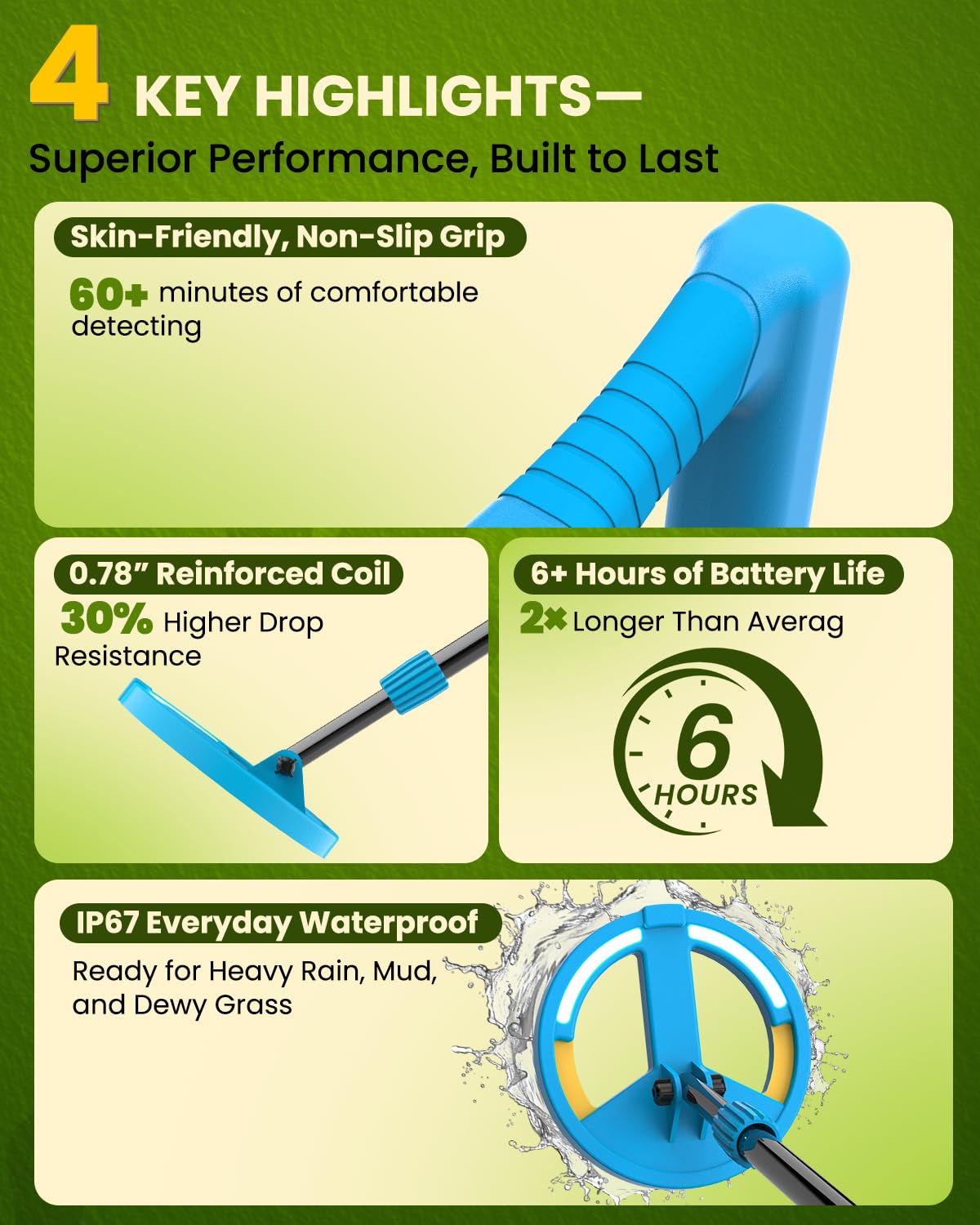 GreenRex 4-inch depth detection helps accurate treasure sensing