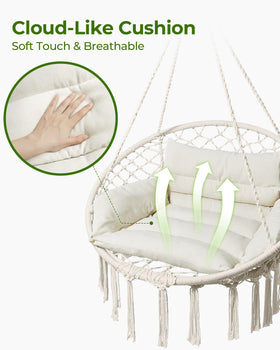 Greenstell hammock chair on sturdy stand, safe outdoor relaxation.