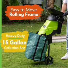 GreenSweep features wheels and a handle for simple garden mobility