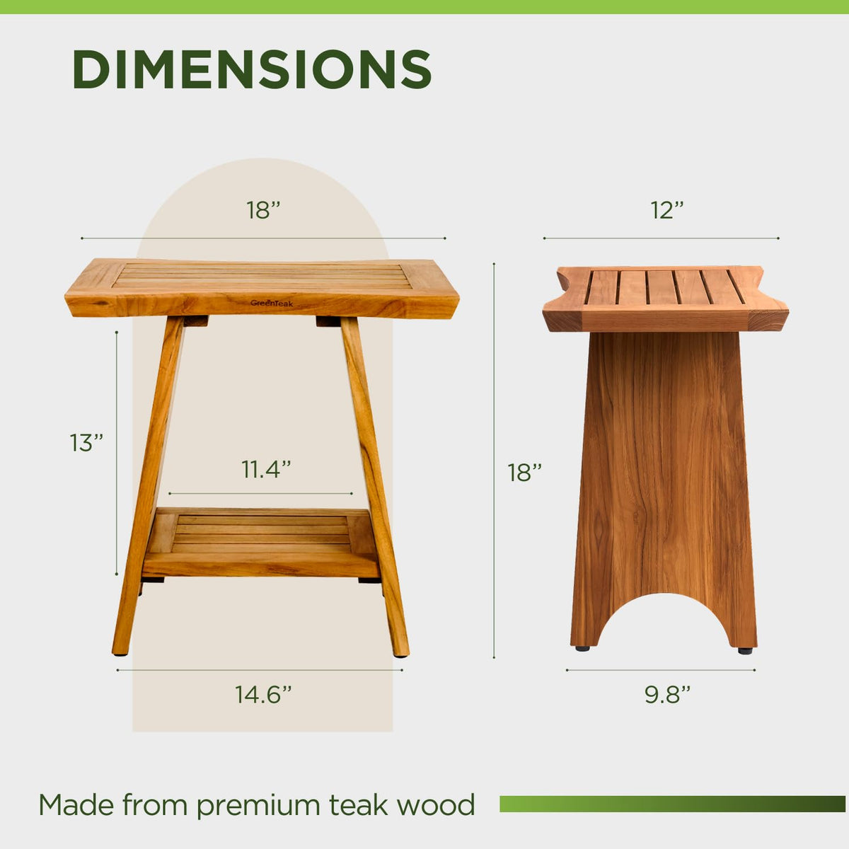 GREENTEAK indoor or outdoor use shower bench ready for seasons