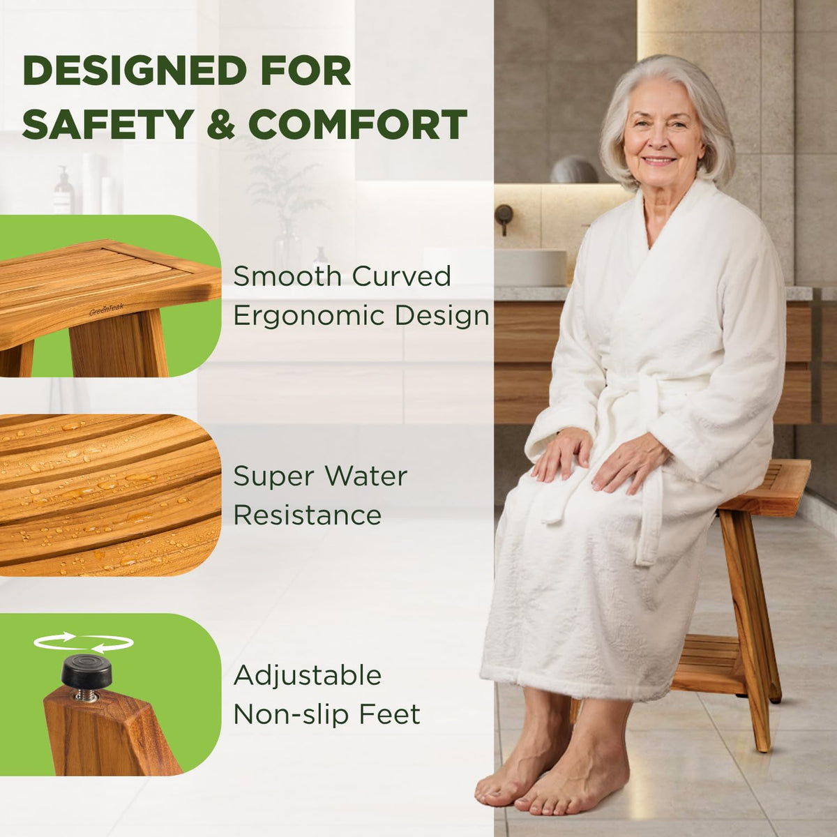 GREENTEAK teak wood close-up reveals moisture-resistant oil finish