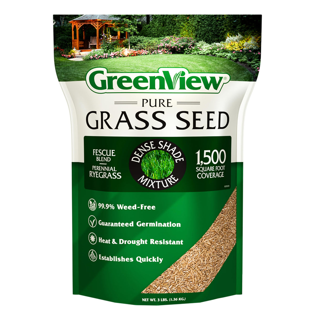 GreenView Pure Grass Seed Dense Shade Mixture bag for shade lawn enhancement