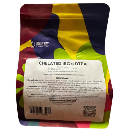 Greenway Biotech chelated iron DTPA 11% bottle for easy application and absorption