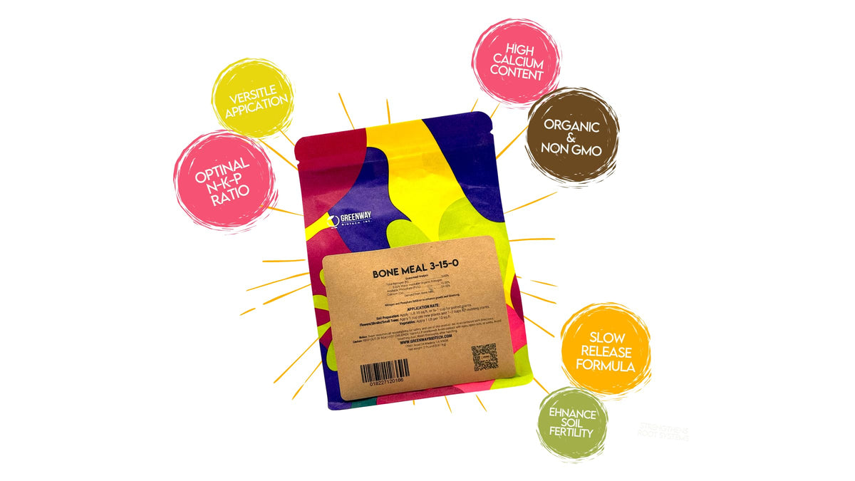 Greenway Biotech bone meal calcium-24-percent highlights calcium-rich formulation for blooms.