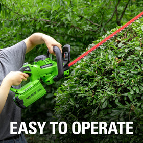 Greenworks 1-inch cutting capacity handles thick shrubs with ease.