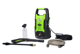 Greenworks 1500 PSI pressure washer upright carry design for easy transport at home