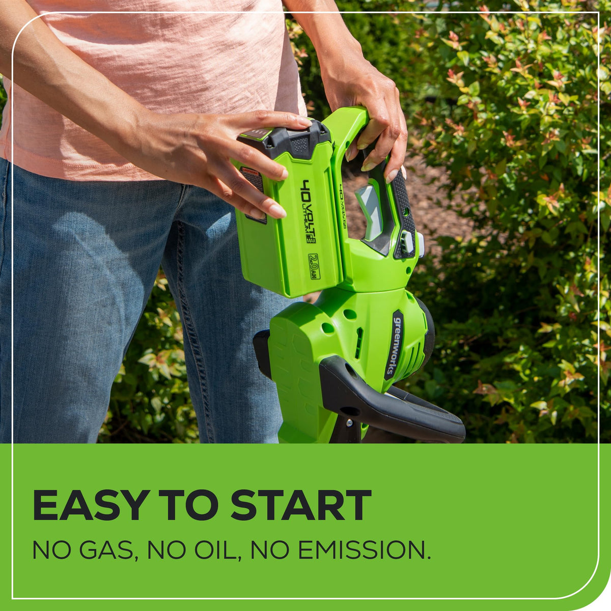 Greenworks 24-inch steel blades deliver clean, professional edges.