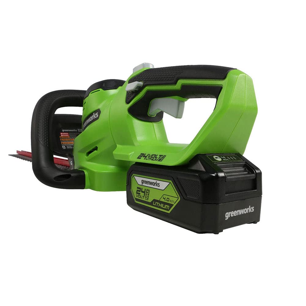 Greenworks 24V 34in cutting capacity cuts thicker branches easily.