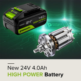 LED indicator on Greenworks 24V battery for quick charge status