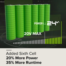 Greenworks 24V battery label with key specifications