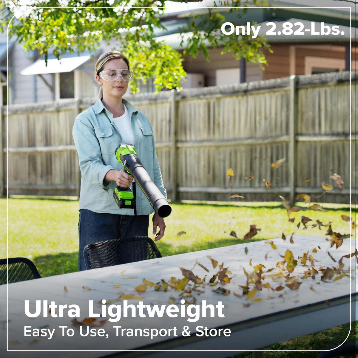 Greenworks 24V blower battery and charger enable quick USB-C recharges for efficient cleanup.