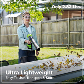 Greenworks 24V blower battery and charger enable quick USB-C recharges for efficient cleanup.
