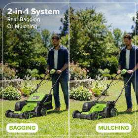 Greenworks 2 in 1 mulch bag system for versatile lawn care