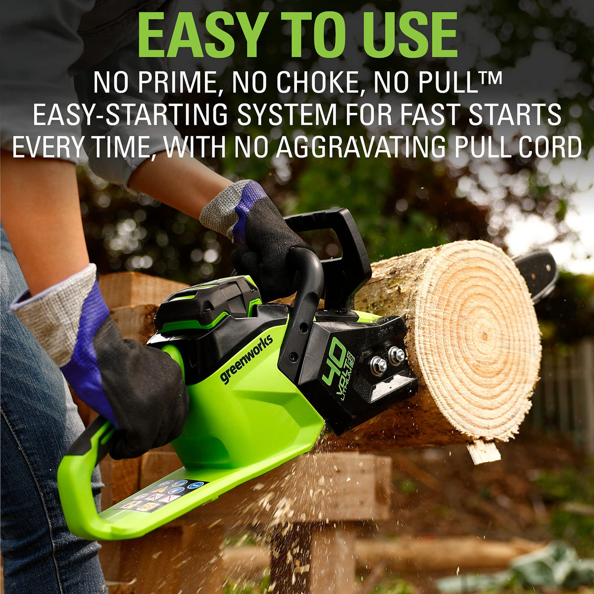 Push-button start eliminates gas, fumes, and starting hassles.