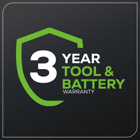 Greenworks 40V battery 5Ah included and compatible with ecosystem.
