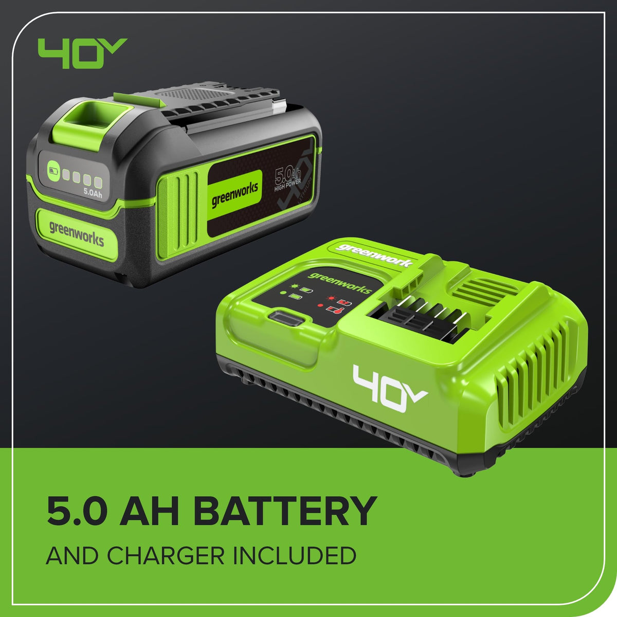 Greenworks 40V trimmer with 3-year warranty for lasting peace of mind.