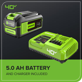 Greenworks 40V trimmer with 3-year warranty for lasting peace of mind.