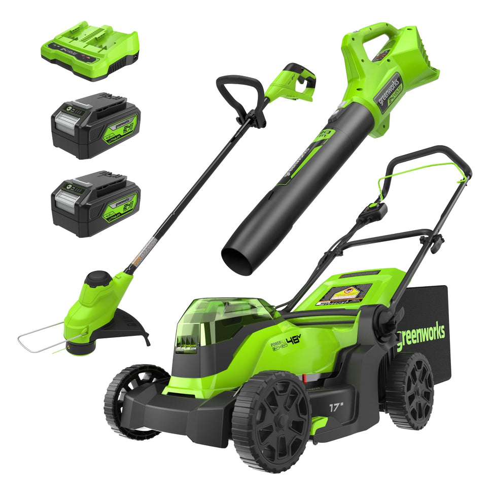 Greenworks 17-inch mower deck in action for efficient mowing