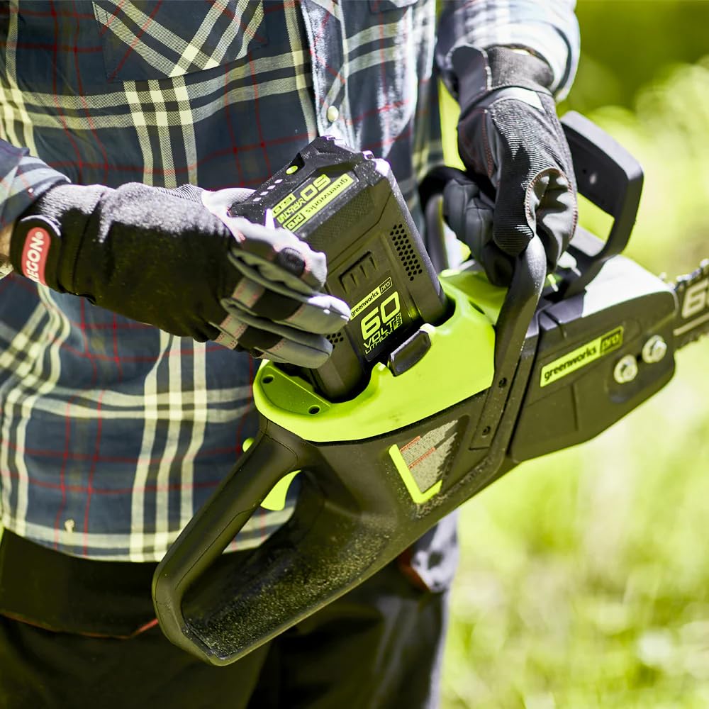 Greenworks Pro brushless motor provides efficient power and longer motor life.