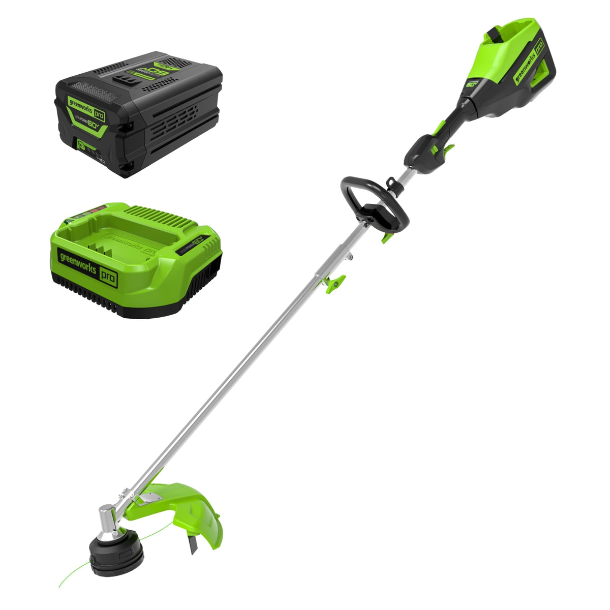 Greenworks 60V brushless trimmer motor delivers powerful cutting performance.