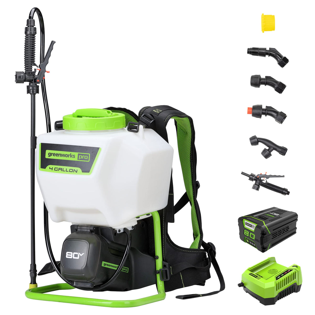 Greenworks backpack sprayer 70psi for precise garden coverage.