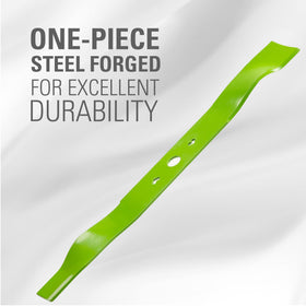 GreenWorks blade with installation guide visible for easy replacement.