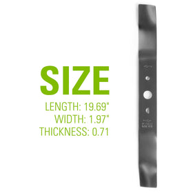 Greenworks blade mounting diagram showing straightforward installation on 25112 and 25022.
